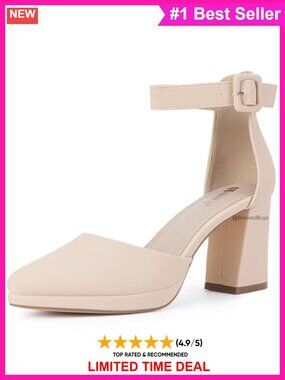 Women's Chunky Block Platform Heels Closed Toe Pumps